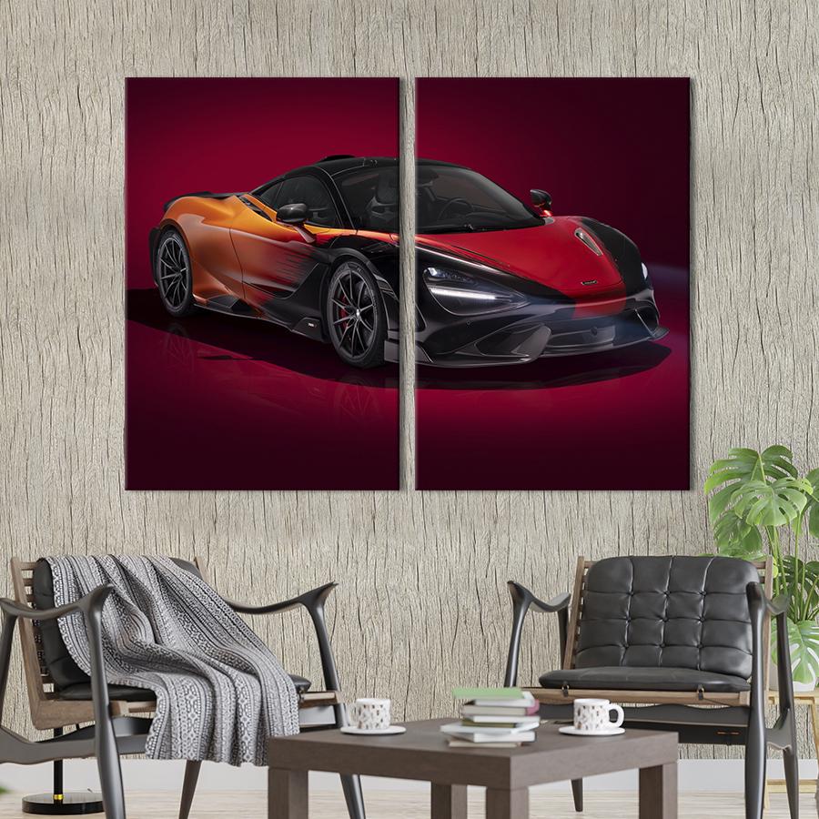 Картина на холсте Огненный суперкар McLaren 765LT 111x81 см (1389-2)
