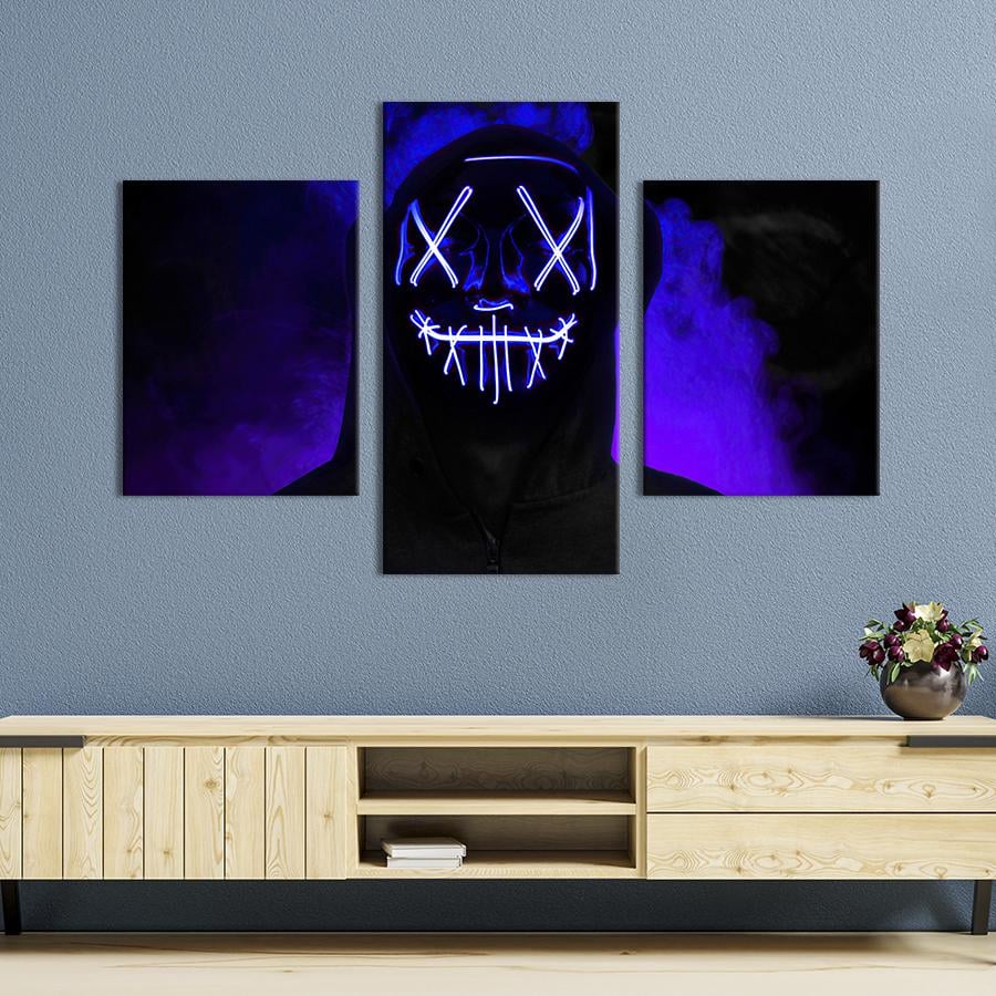 Картина для интерьера Светодиодная неоновая маска Судная ночь 141x90 см (659-32)