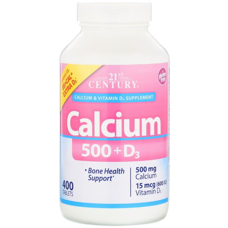 Витамины 21st Century Calcium 500+D3 400 таблеток