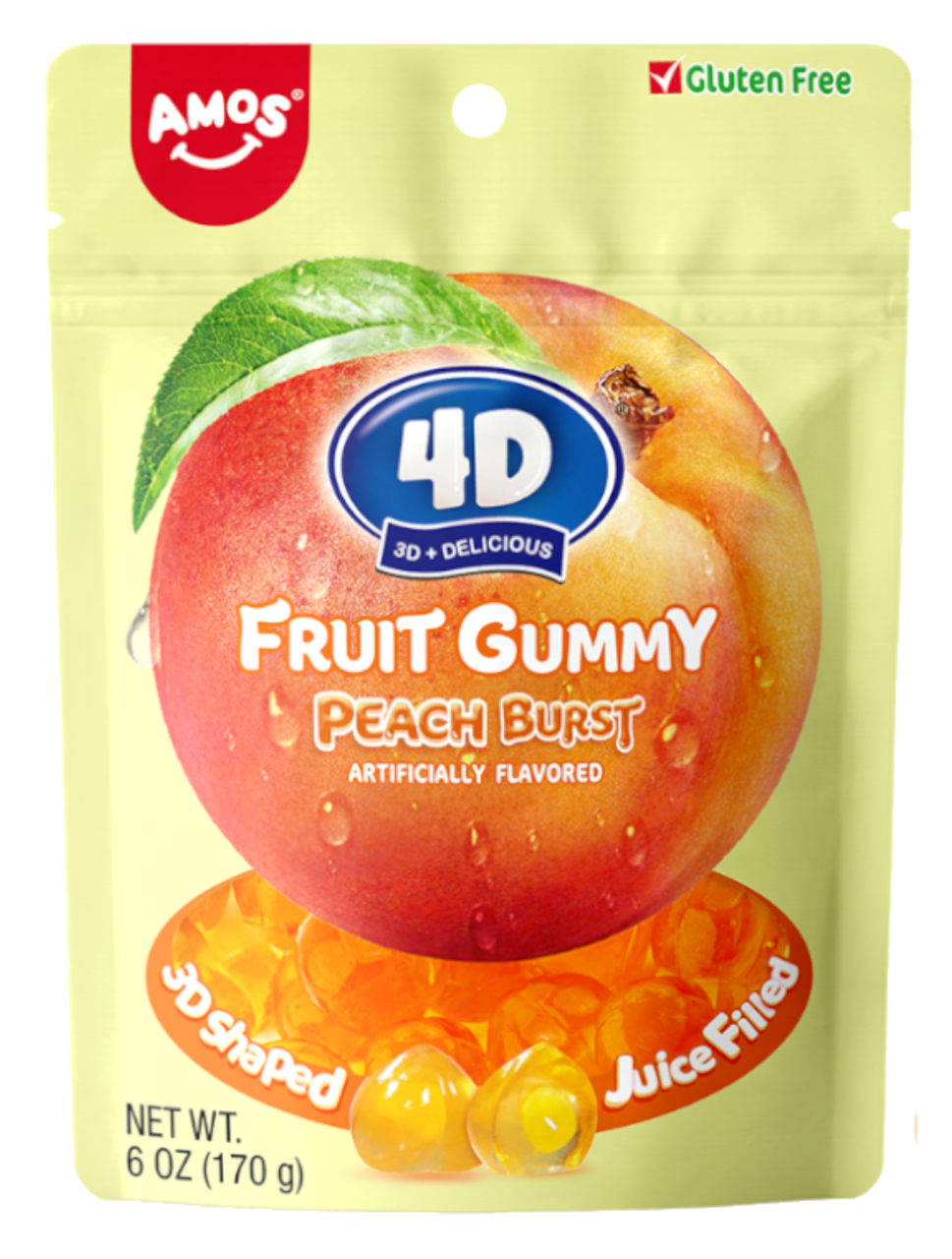 Цукерки желейні Amos 4D Fruit Gummy Peach Burst 65 г (2611865814)