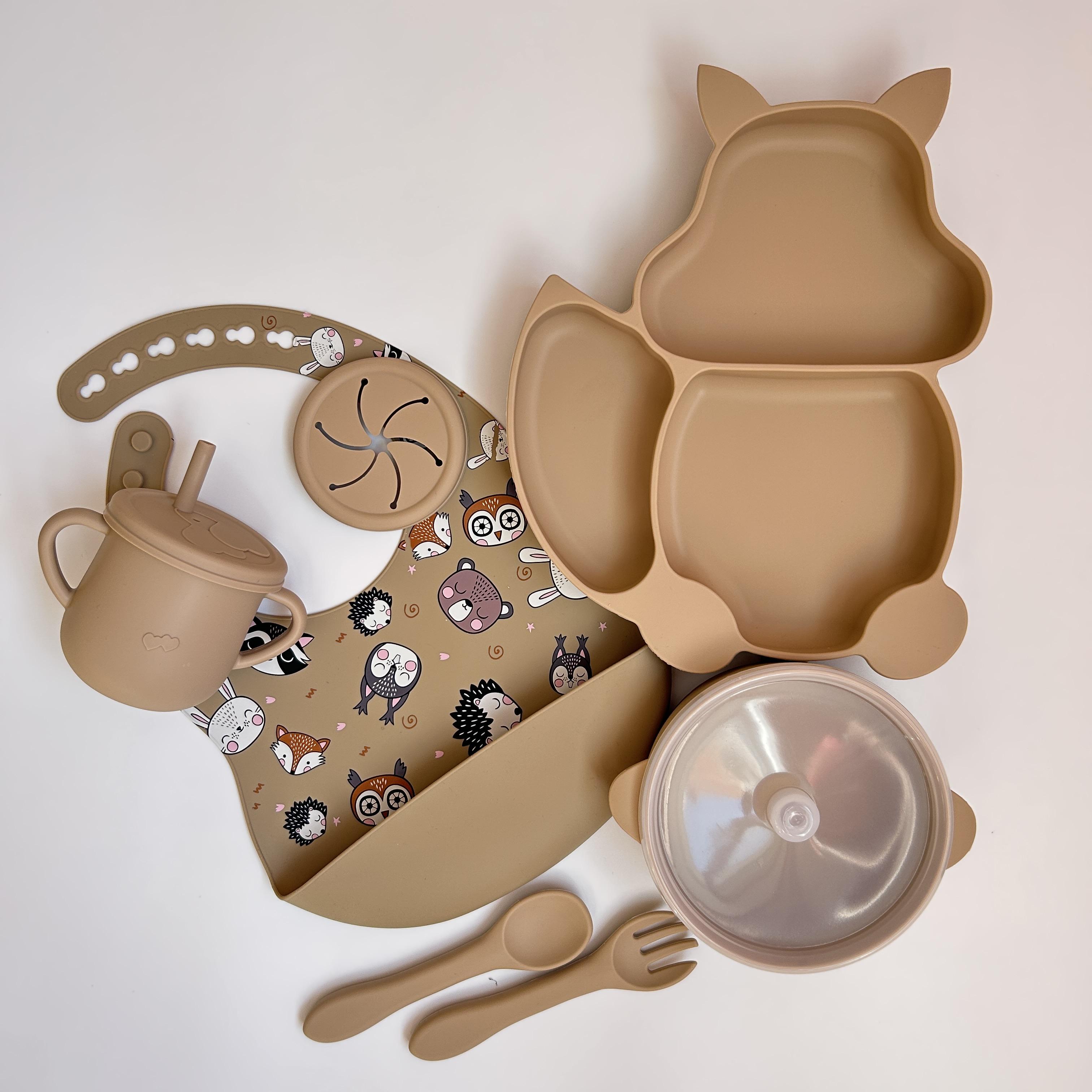 Дитячий набір посуду SQPR img_e5518 із силікону принт Білка (Y15) - фото 1