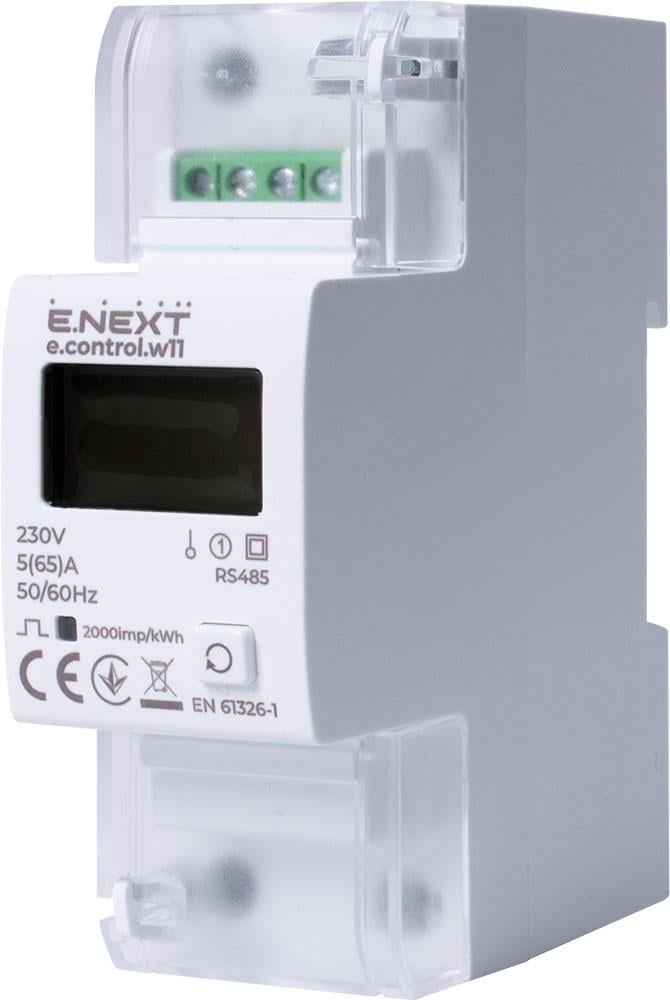 Лічильник електронний однофазний E.NEXT e.control.w11 65А класc 1 RS485 (i0310042)