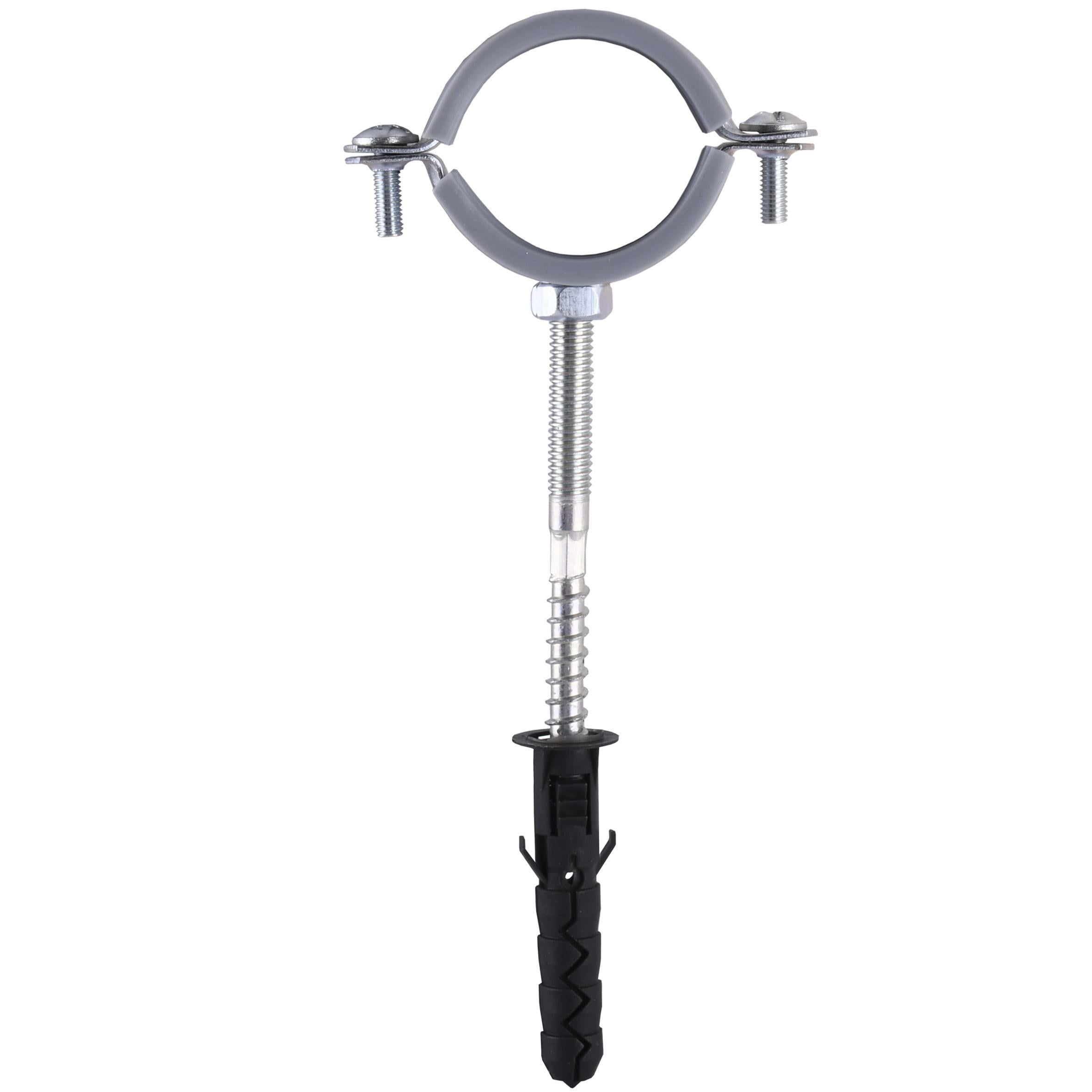 Хомут в сборе CR 1 1/4″ (42-47мм) с винтом-шурупом 8*80 и дюбелем в уп., серый (000007348) Хомут в сборе CR 1 1/4″ (42-47мм) с винтом-шурупом 8*80 и дюбелем в уп., серый (000007348)