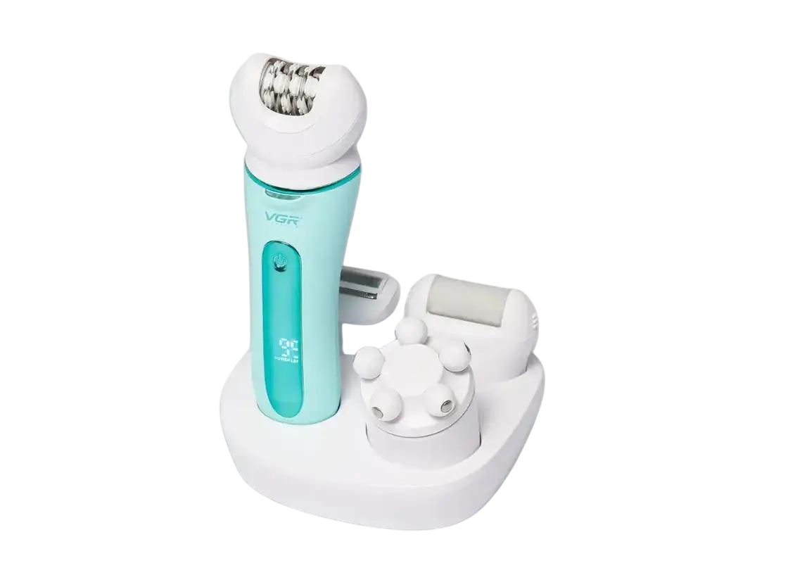 Эпилятор женский VGR V-751 аккумуляторный с подсветкой насадки для эпиляции бритья педикюра массажа лица (621227)