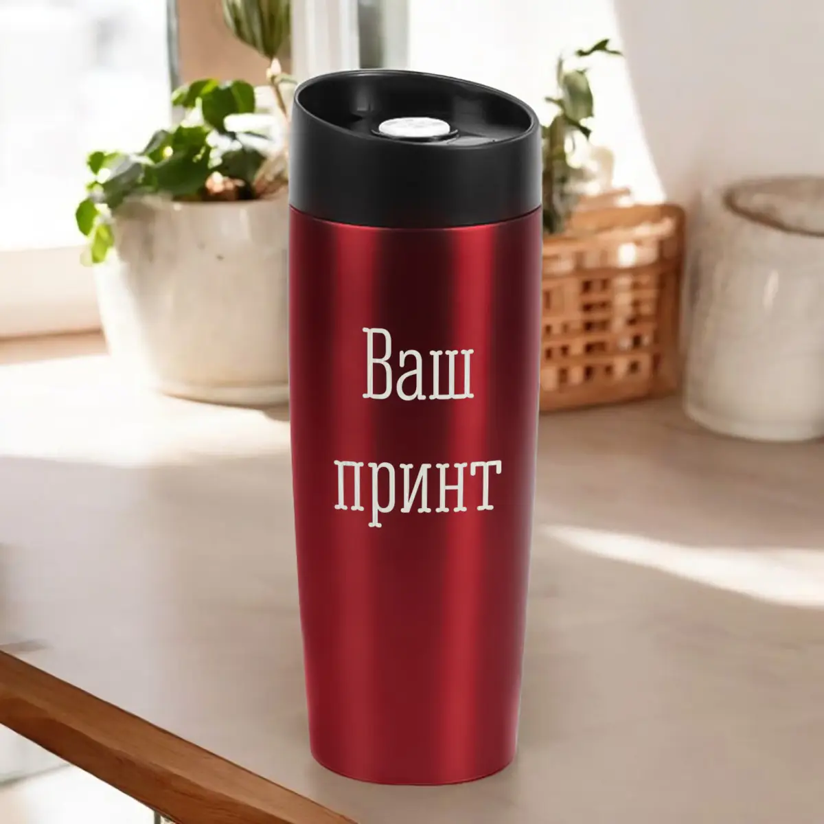 Термокружка Конструктор деревянная подарочная коробка 400 мл Красный (8-6-5014083)