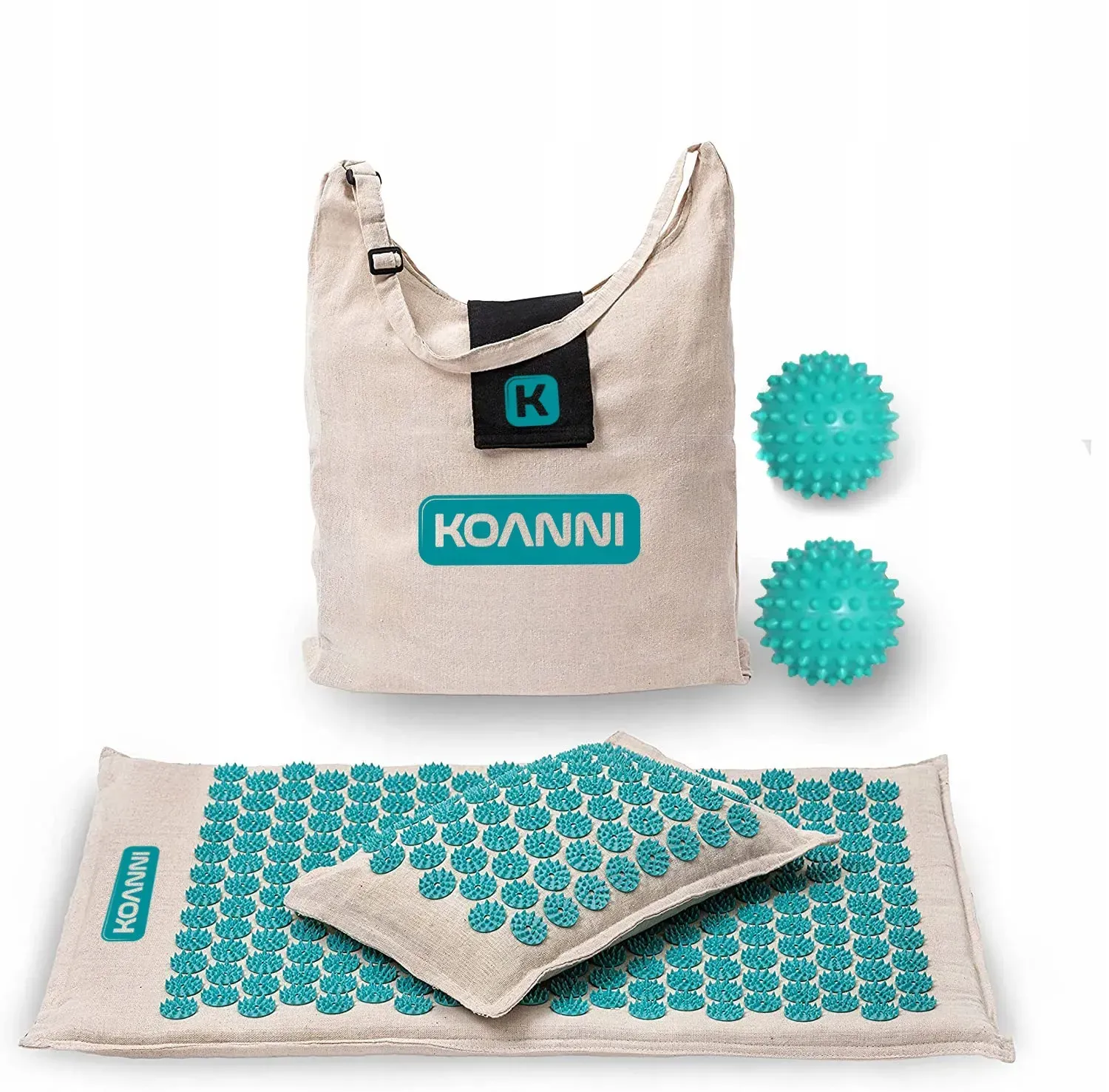 Набор для точечного массажа Koanni коврик/подушка/2 массажных мяча/чехол для расслабления мышц и улучшения кровообращения (150)