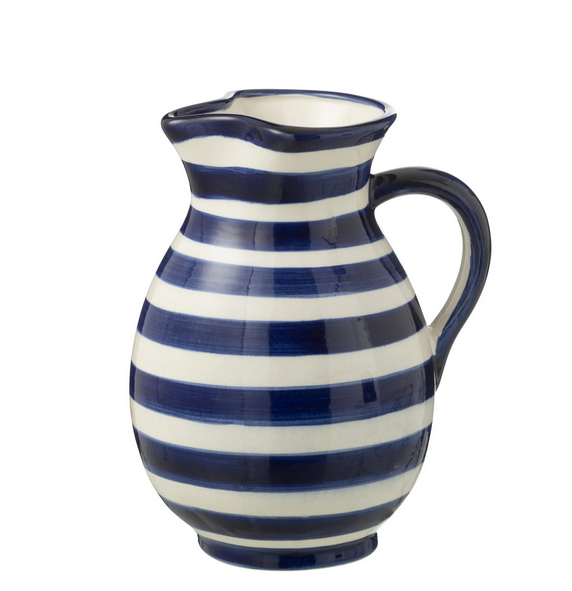 Графін J-LINE керамічний у смужку 1,6 л Синій/Білий