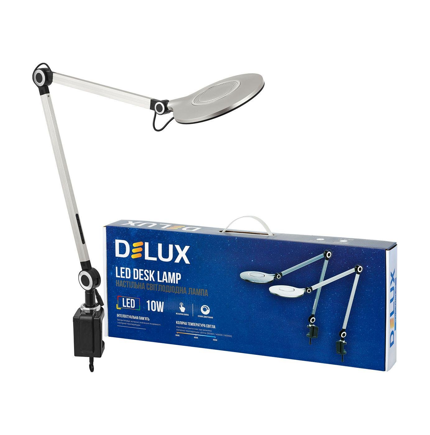 Світильник настільний Delux TF-530 10 Вт LED 3000/4000/6000K Сріблястий (12944937) - фото 1