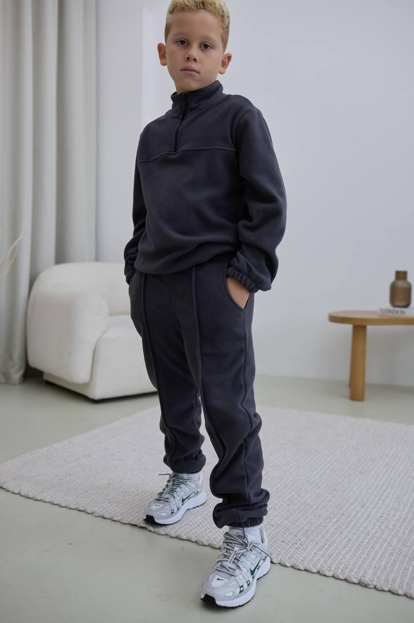 Костюм детский теплый флисовый 146 см Серый (1044)