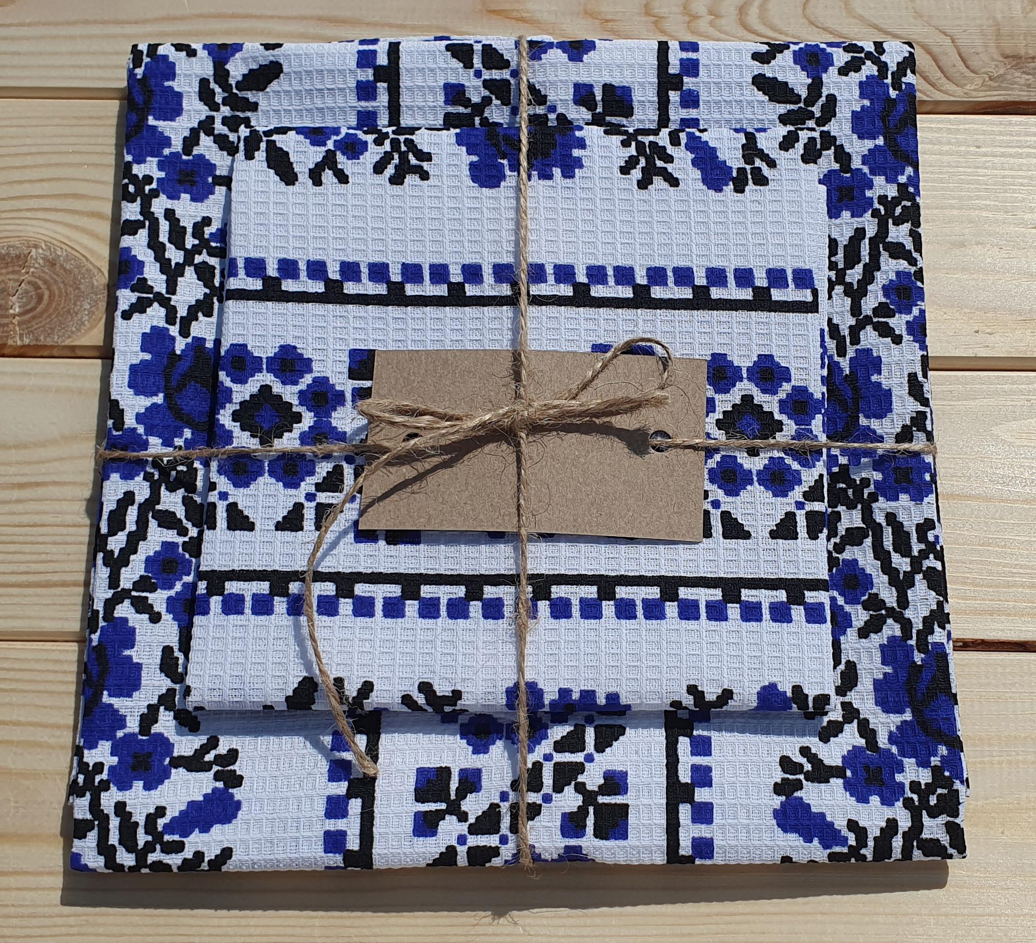 Набор полотенец кухонных вафельных Вышиванка 50x35 см и 50x70 см (156692-ML2B)