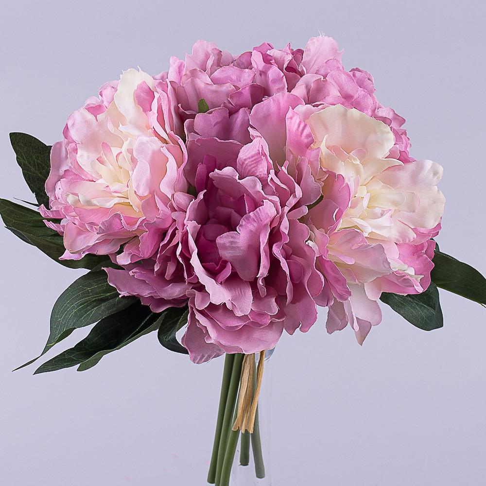 Искусственные цветы Букет пионов матовый Фиолетово-кремовый (1752-1)
