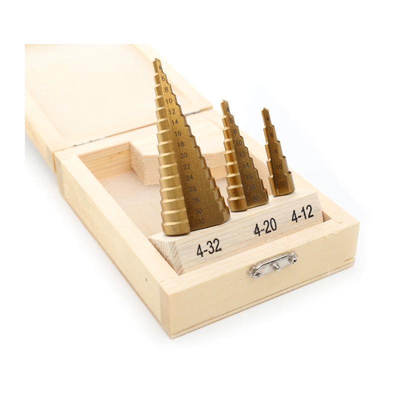 Набір свердел ступінчастих конусних Kraft&Dele HSS TYTAN по металу/дереву/пластику 4-32 мм 3 шт. (KD10244) - фото 2 Набір свердел ступінчастих конусних Kraft&Dele HSS TYTAN по металу/дереву/пластику 4-32 мм 3 шт. (KD10244) - фото 2