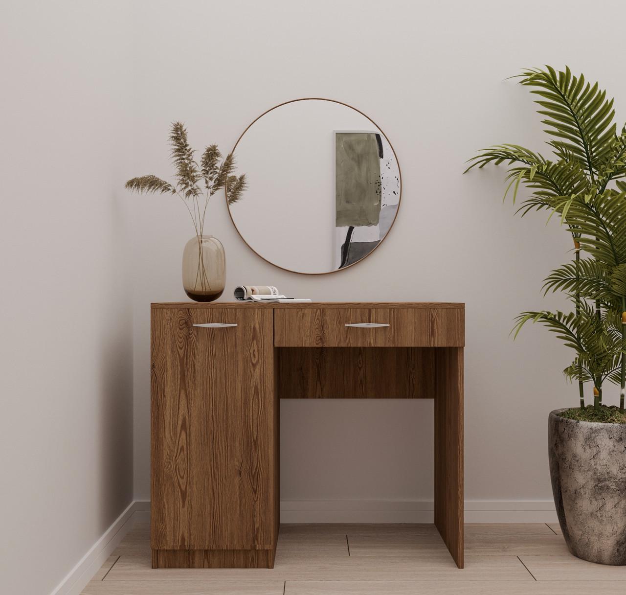 Туалетний столик New and Classic із круглим дзеркалом 750х900х450 мм Дуб родос (ТЗ-1 ручки-2) - фото 2 Туалетний столик New and Classic із круглим дзеркалом 750х900х450 мм Дуб родос (ТЗ-1 ручки-2) - фото 2