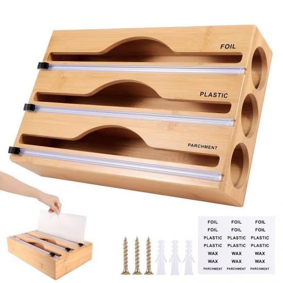 Диспенсер полотенец пищевой пленки фольги 3в1 кухонный деревянный 39х24х8 Brown (128318) - фото 5