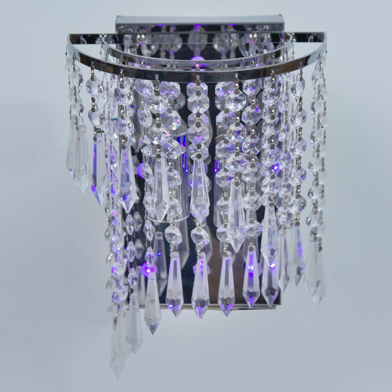 Бра настінний класичний Sunlight E1452/2w кришталь з підсвічуванням Срібний (938749978)