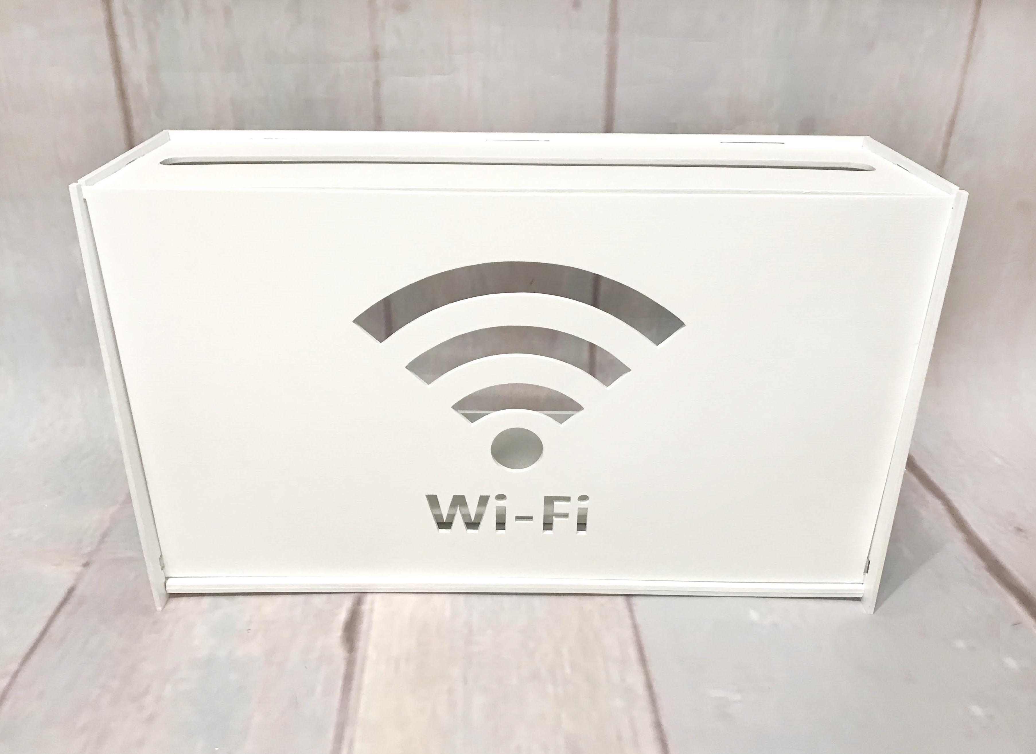 Коробка для роутера Wi-Fi дерев'яна на стіну 45х25х15 см Білий (153) - фото 7