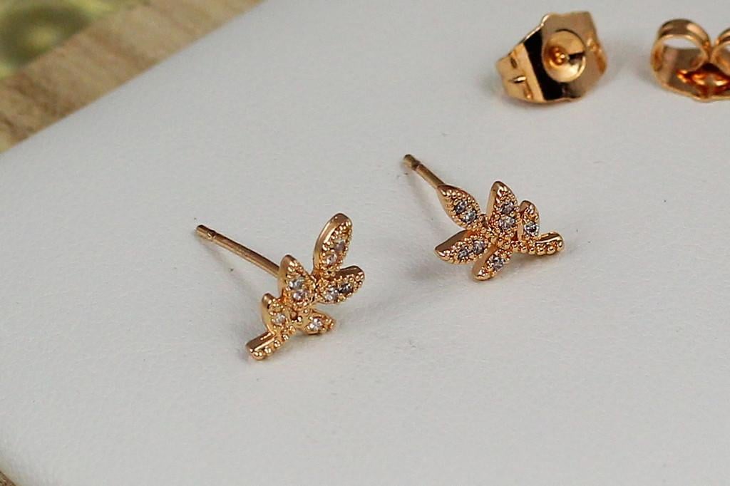 Серьги гвоздики Xuping Jewelry веточка 11 мм Золотистый (2476113998)