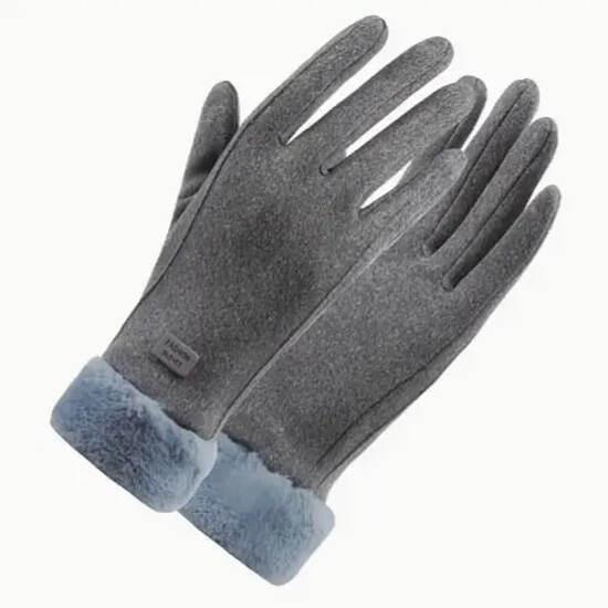 Перчатки женские зимние замшевые Серый (VLD303) - фото 5