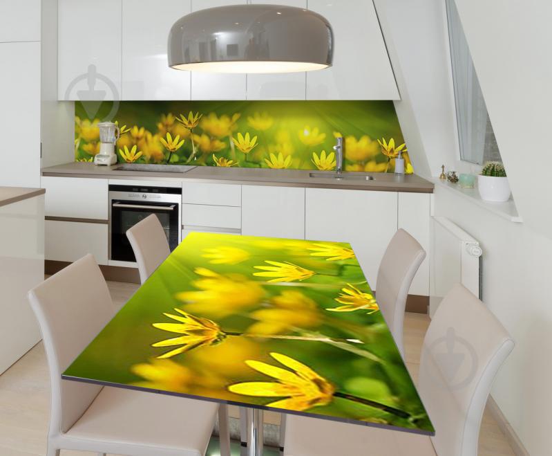 Наклейка 3Д вінілова на стіл Zatarga «Ранок на лузі» 600х1200 мм для будинків, квартир, столів, кав'ярень, кафе