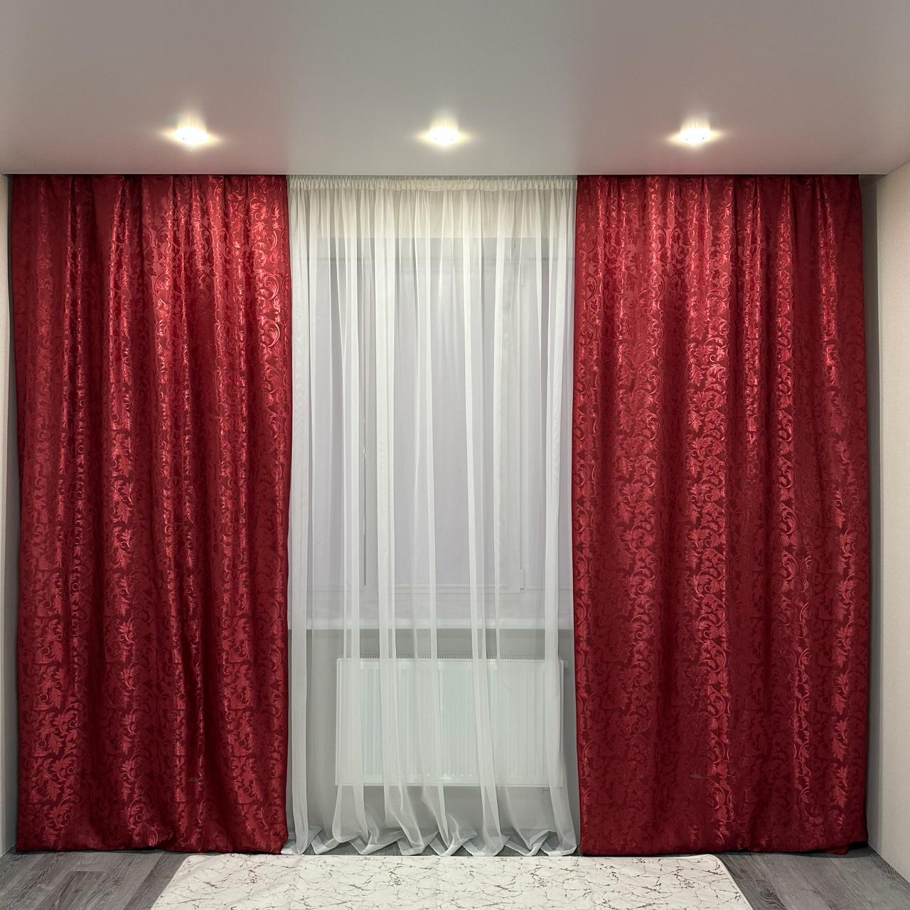 Шторы Севилья жаккардовые 1,5х2,7 м 2 шт. Бордовый - фото 2 Шторы Севилья жаккардовые 1,5х2,7 м 2 шт. Бордовый - фото 2