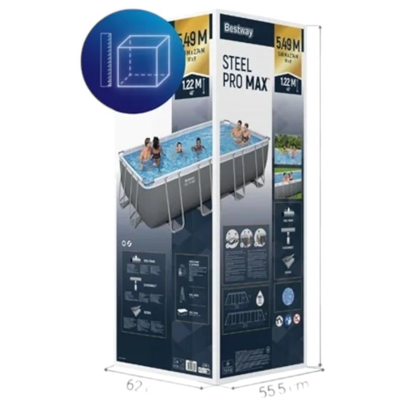 Бассейн каркасный Bestway с картриджным фильтром стремянкой и тентом 549х274х122см Серый (56465) - фото 2 Бассейн каркасный Bestway с картриджным фильтром стремянкой и тентом 549х274х122см Серый (56465) - фото 2