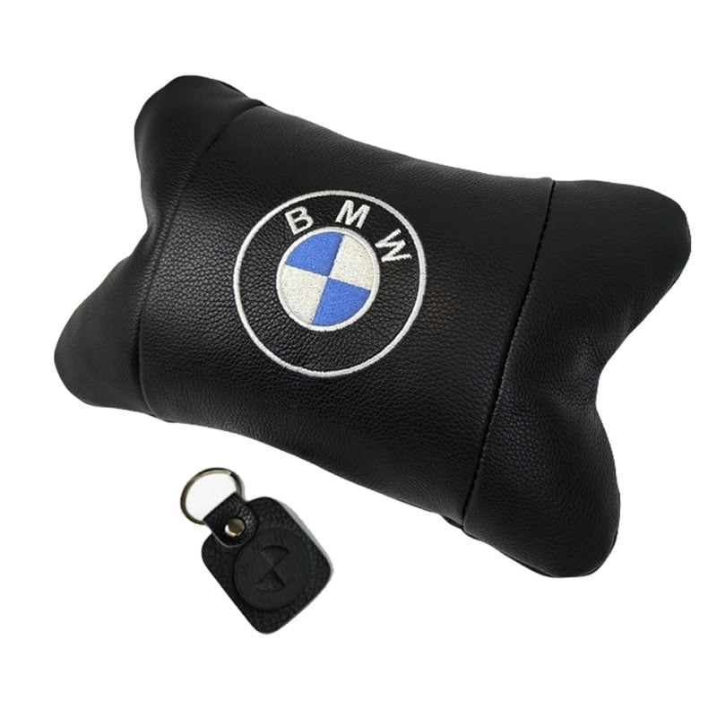 Подушка автомобильная BMW 7492 на подголовник кожа Black (36226820)