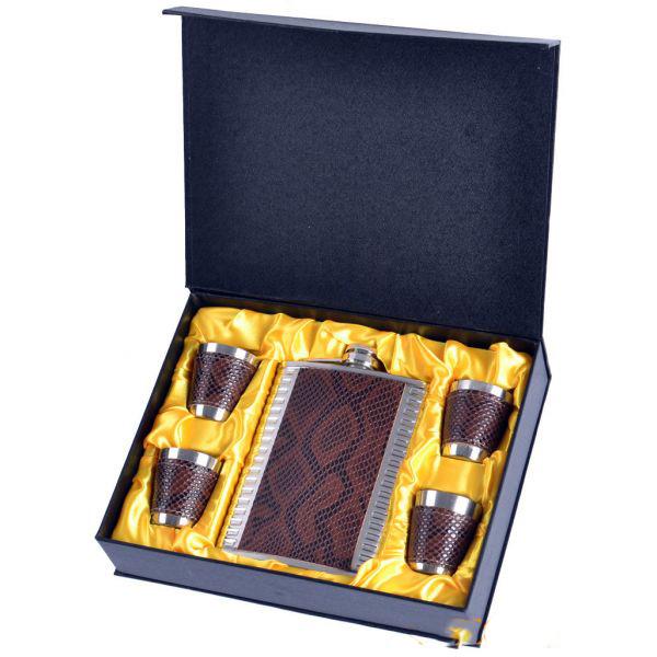 Набор фляга и 4 стопки Brown Lord 240 мл нержавеющая сталь Коричневый