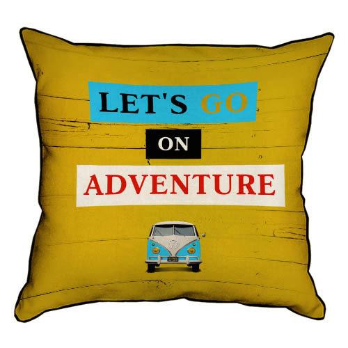 Подушка интерьерная из мешковины "Let’s go on adventure" 45x45 см (45PHB_VOL009_WH)