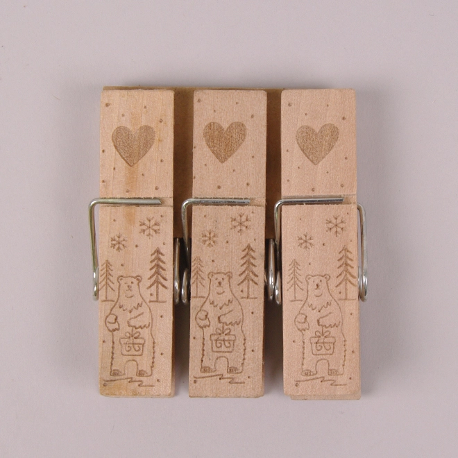 Прищепки декоративные натуральные 7 см 3 шт. (25500)