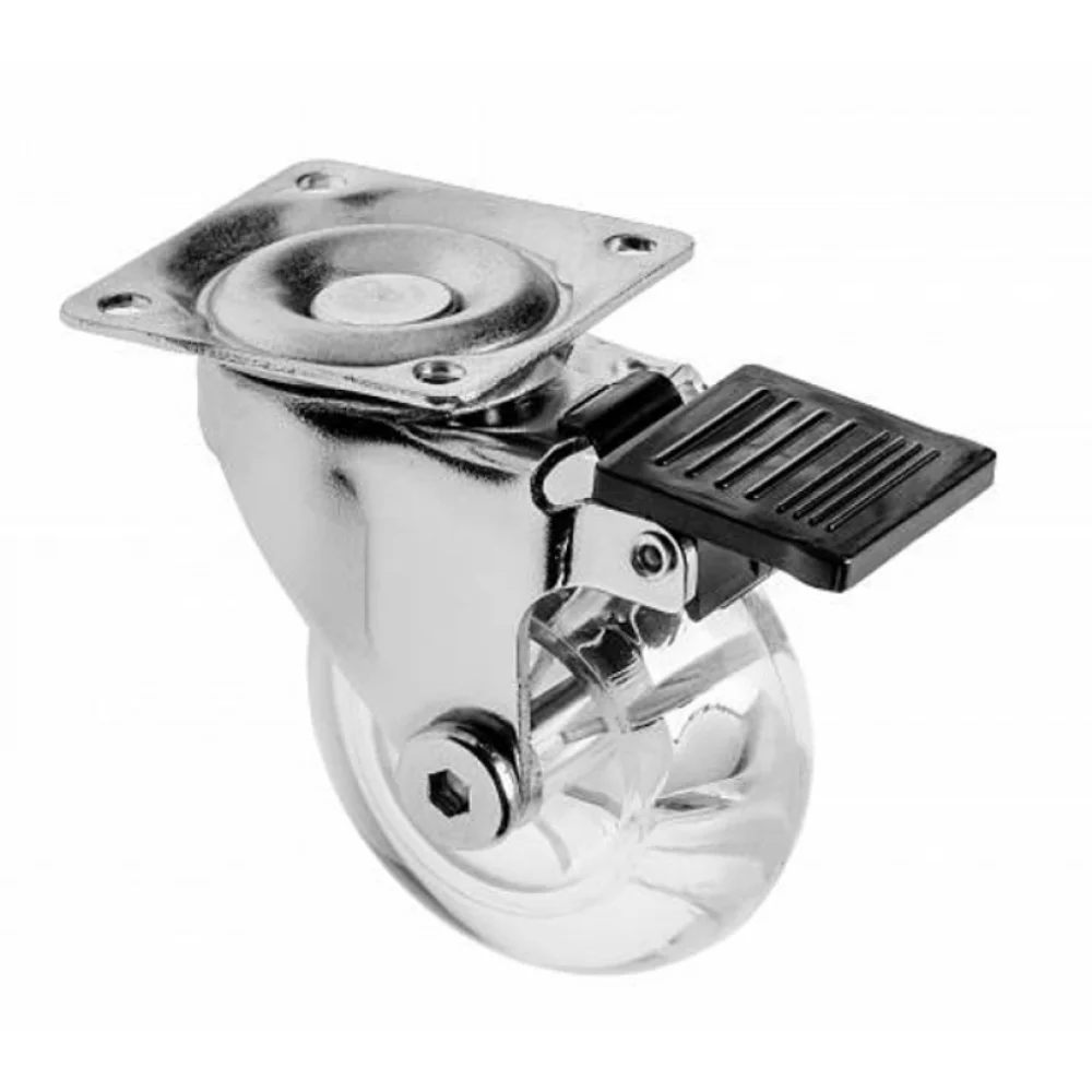 Меблевий ролик Sigma силіконовий Прозорий d 50 мм з майданчиком з гальмом (RL0231)