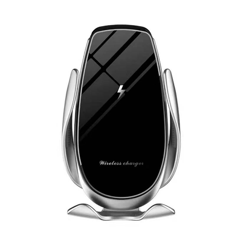 Автомобильное зарядное устройство Sunroz V3A Smart Sensor с беспроводной зарядкой QI Серебряный (SUN6468)