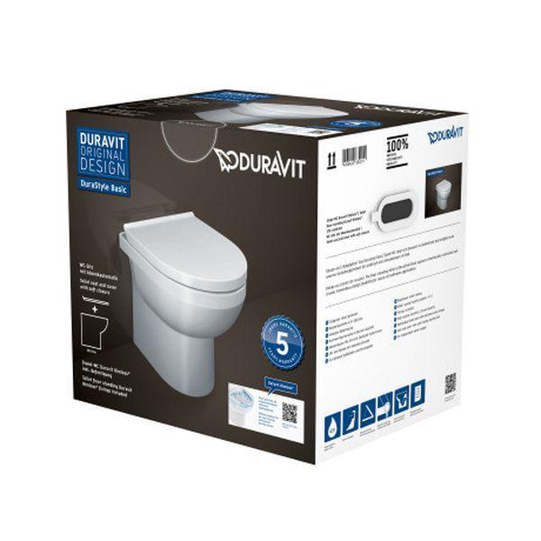 Унитаз напольный DURAVIT DuraStyle Basic Rimless с крышкой Белый (41840900A1) - фото 2