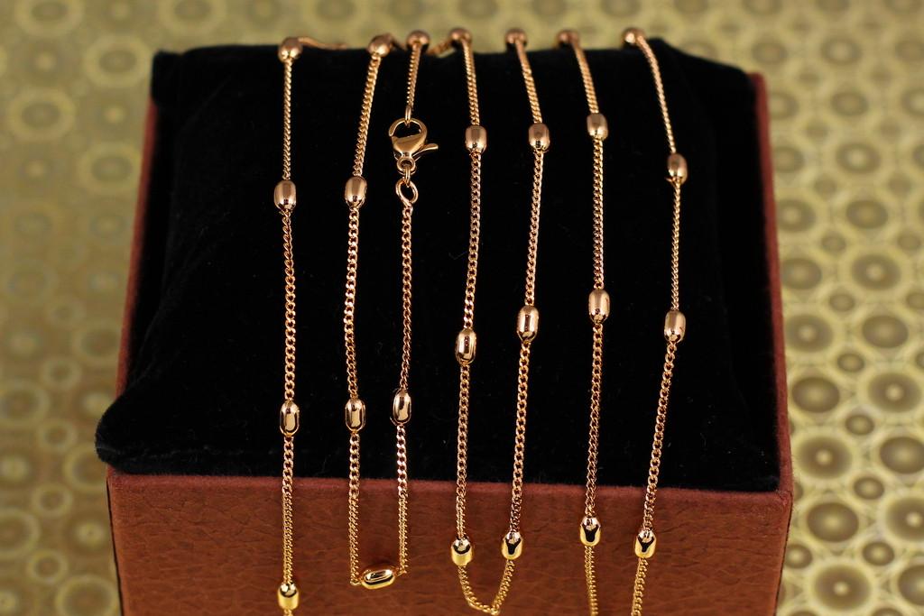 Цепь Xuping Jewelry панцирная с овальными шариками 45 см х 3 мм Золотистый (2154538849)