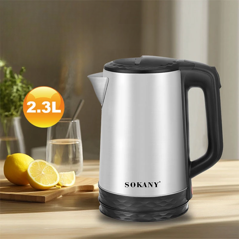 Електрочайник дисковий із нержавіючої сталі Sokany SK-09022 2,3 л 360° 1500 Вт Сріблясто-чорний (SK-09022) - фото 9