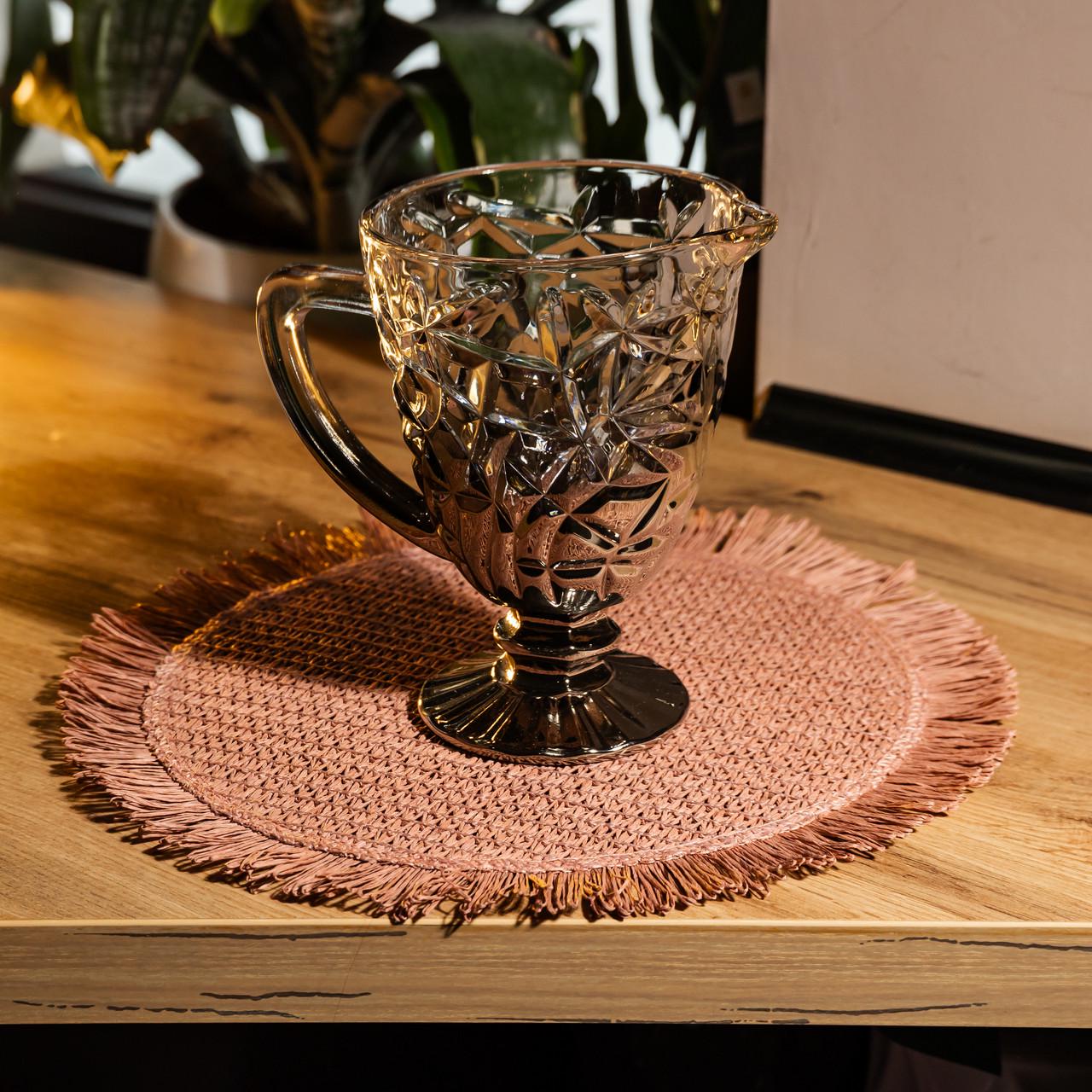 Кувшин стеклянный для компота 1,2 л ребристый фигурный графин для лимонада мохито-сангрии напитков Серый (HP-19-179)