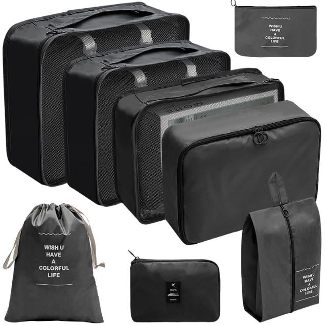 Набір дорожніх органайзерів 8в1 з нейлону для валізи та ручної поклажі Чорний (КДО-40-22) - фото 1 Набір дорожніх органайзерів 8в1 з нейлону для валізи та ручної поклажі Чорний (КДО-40-22) - фото 1