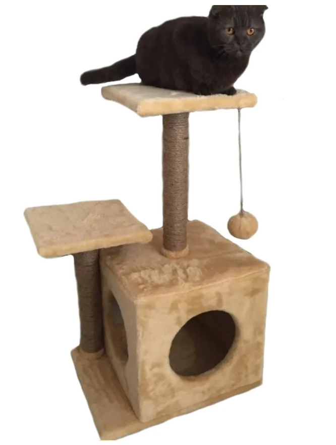 Будиночок-когтеточка з полицею Мася 46х36х80 см Бежевий