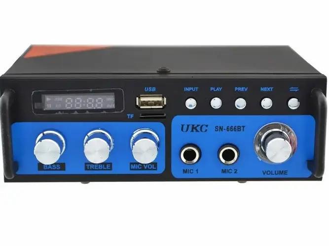 Усилитель мощности звука Bluetooth/Караоке FM/USB/SD-карта 2х300W UKC SN-666BT (20653787) - фото 3