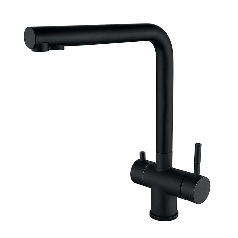 Смеситель для кухни Zerix LUX-021 из нержавеючей стали SUS304 с выходом для питьевой воды Black (ZX4870)