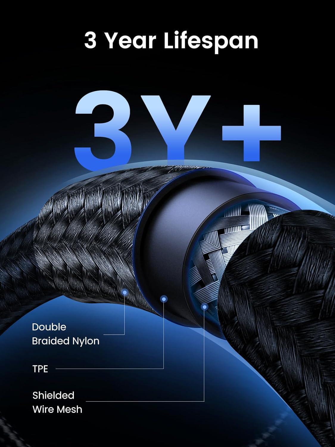 Кабель USB-C Ugreen 240W 3.1 1 м Чорний (80150) - фото 6 Кабель USB-C Ugreen 240W 3.1 1 м Чорний (80150) - фото 6