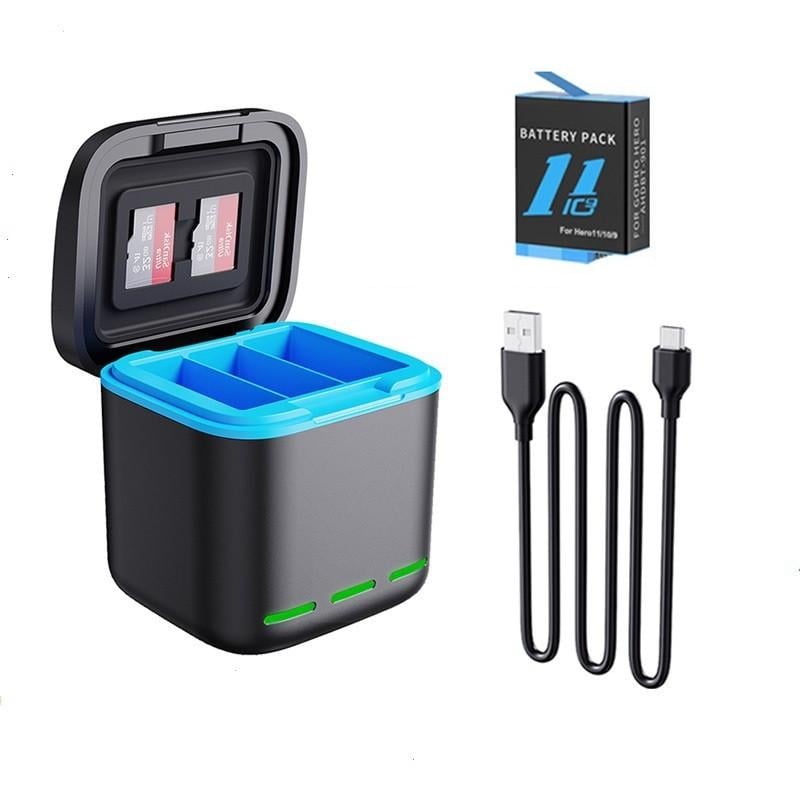 Комплект устройство зарядное на 3 аккумулятора и 1 аккумулятор GoPro Hero 9 10 11 12 (PPZ1118) Комплект устройство зарядное на 3 аккумулятора и 1 аккумулятор GoPro Hero 9 10 11 12 (PPZ1118)