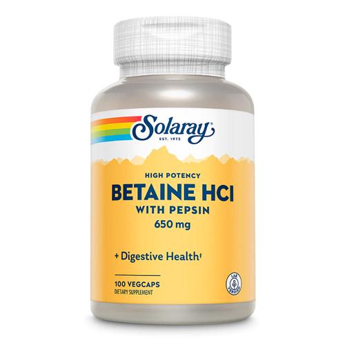 Бетаїн гідрохлорид із пепсином Solaray Betaine HCL with Pepsin 650 mg 100 капс. (19369-01)