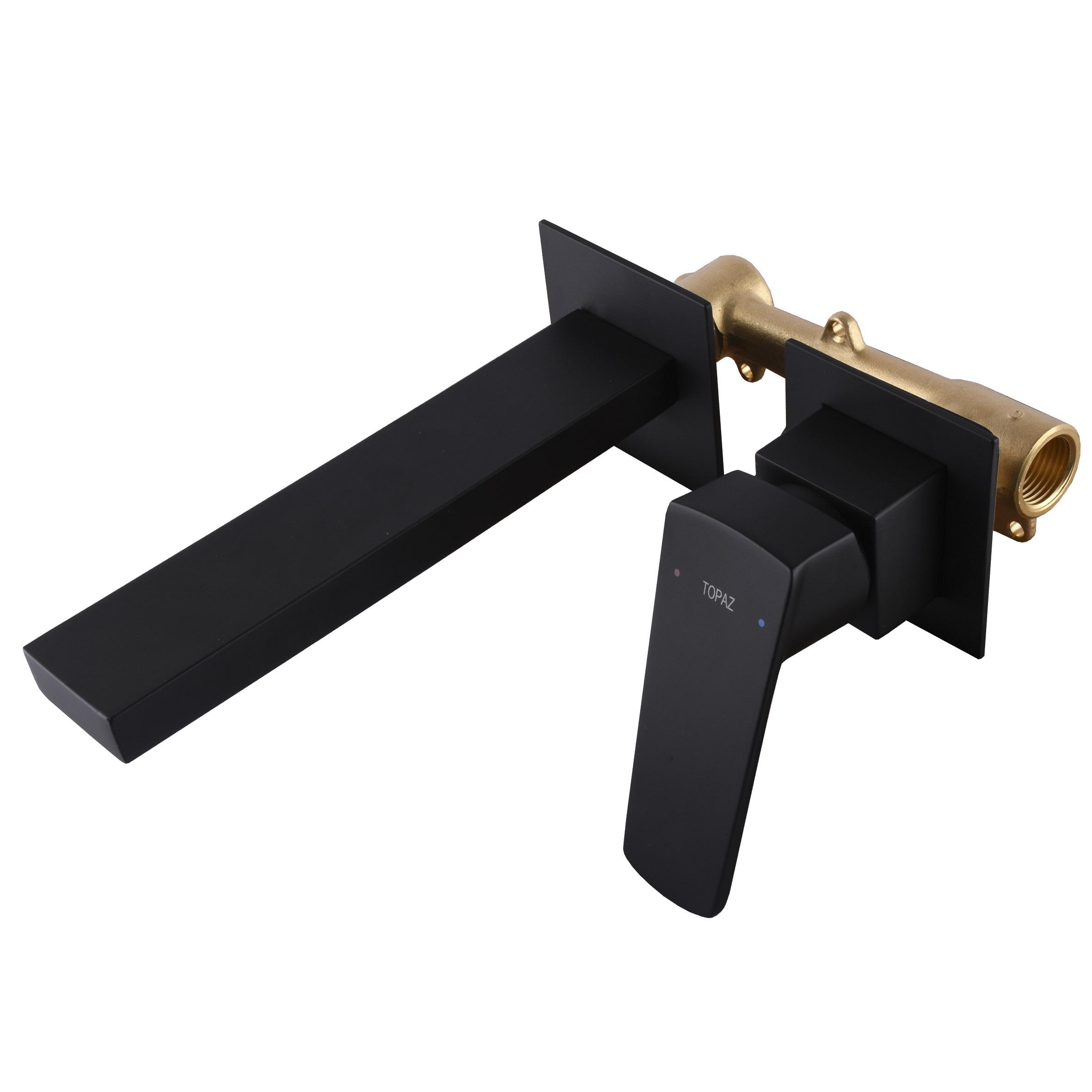 Змішувач для умивальника TOPAZ SARDINIA-TS 08205-H20 настінний одноважільний Чорний (108673)