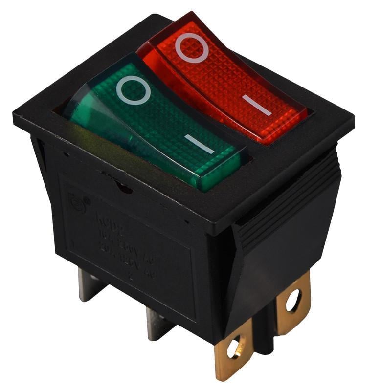 Перемикач клавішний АСКО-УКРЕМ KCD2-2101N GR+R/B 220V 2 клавіші з підсвічуванням Зелений/Червоний (A0140040111) Перемикач клавішний АСКО-УКРЕМ KCD2-2101N GR+R/B 220V 2 клавіші з підсвічуванням Зелений/Червоний (A0140040111)