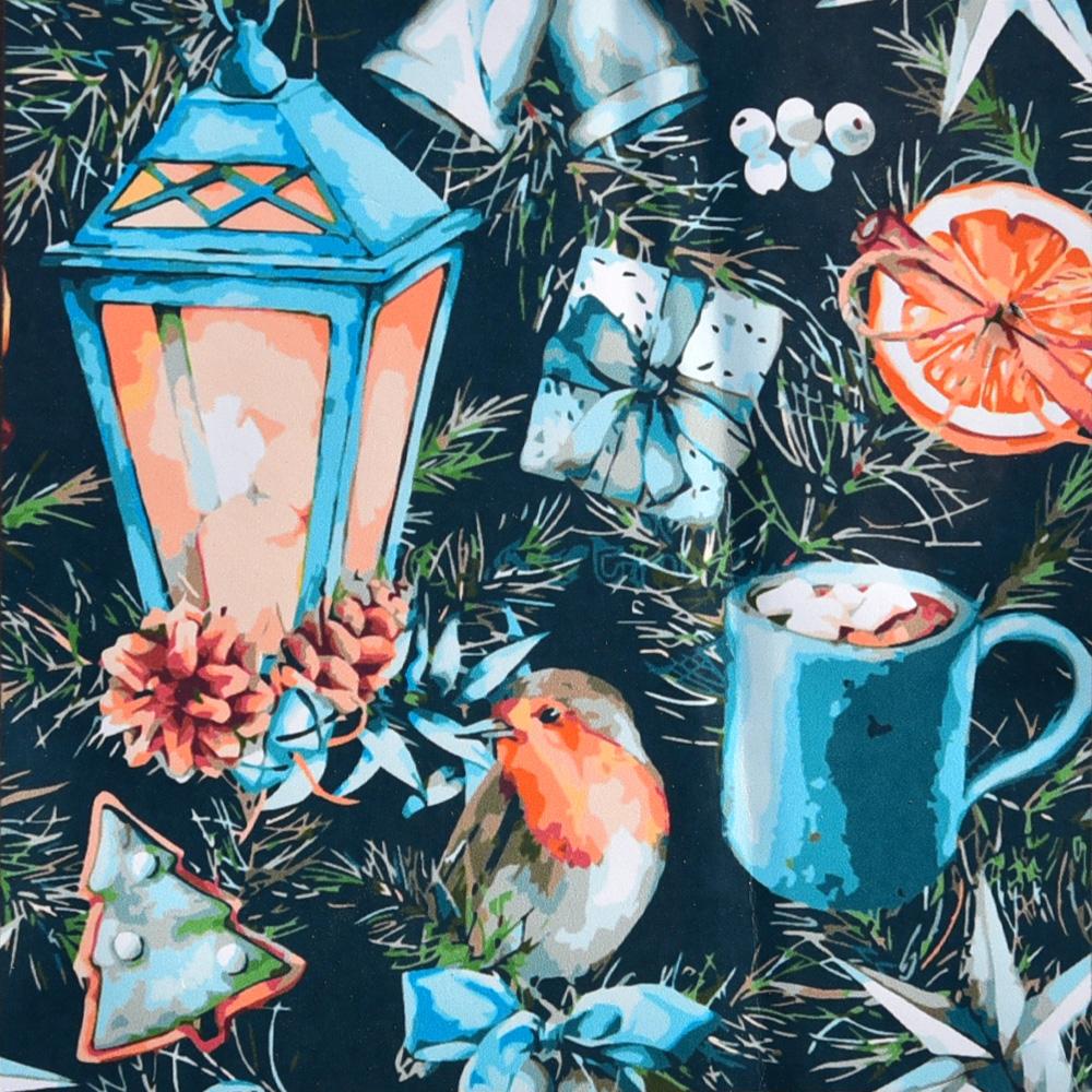 Картина по номерам Strateg Премиум Новогоднее настроение с лаком и уровнем 40x40 см (SK062)