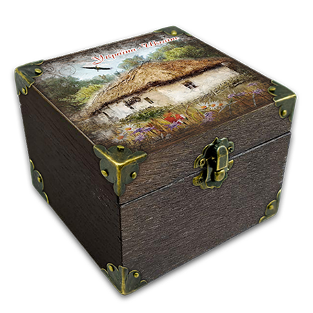 Шкатулка эко декоративная Украина Дом с вишневым цветом 10х10 см Коричневый (укш04к10х10)