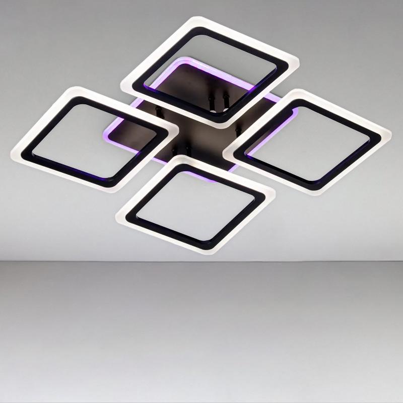 Потолочная люстра LED с RGB подсветкой Light House SC-18196/4C 120W+10W 2.4G 630х630х80 мм Черный