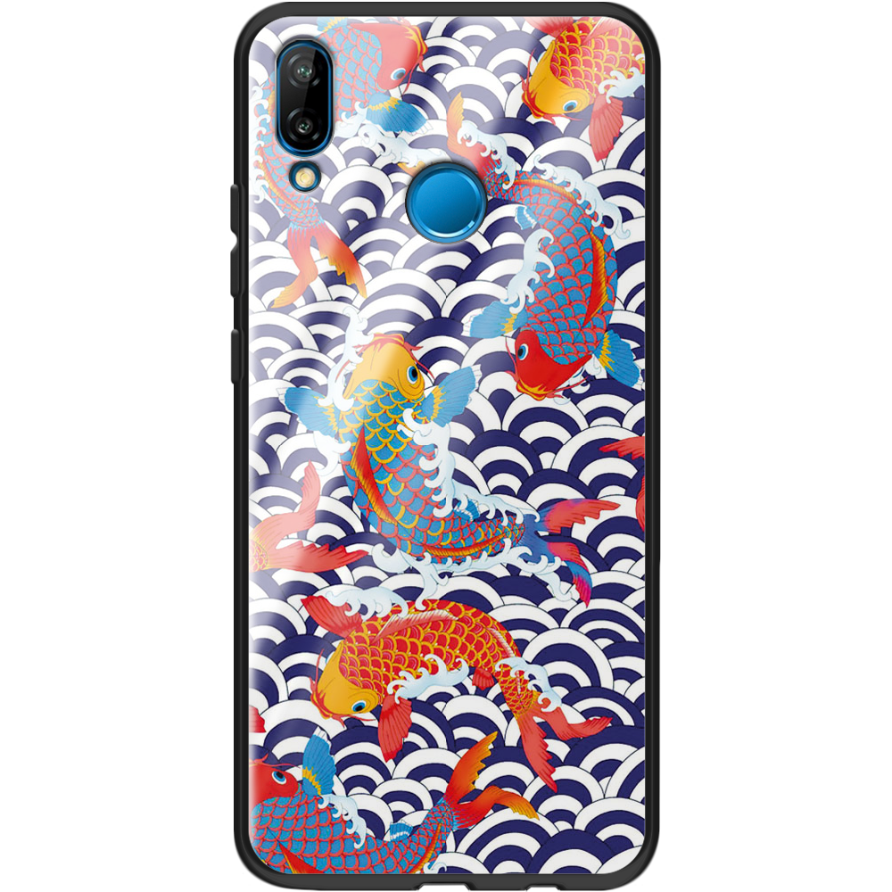 Чохол Boxface Huawei P20 Lite Koi Fish Чорний силікон зі склом (33127-up2477-37726)