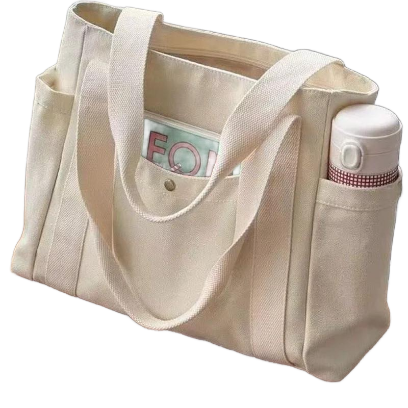 Эко-сумка на молнии с карманом хлопок 38х30х13 см Белый (2388224828)