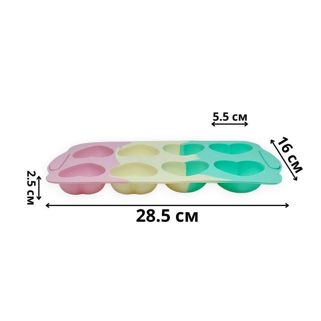 Форма силиконовая Сердечка 8в1 для евродесертов и минибисквитов Разноцветный (203791) - фото 5